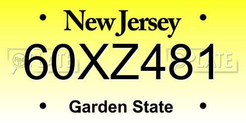 60XZ481 New Jersey License Plate