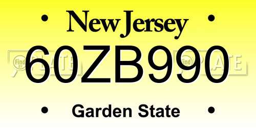 60ZB990 New Jersey License Plate