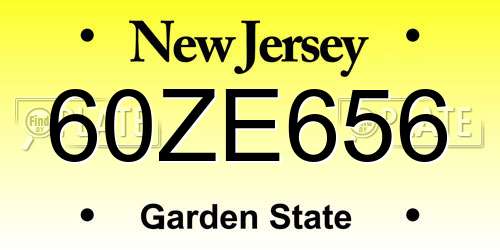 60ZE656 New Jersey License Plate