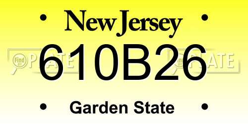 610B26 New Jersey License Plate