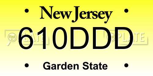 610DDD New Jersey License Plate