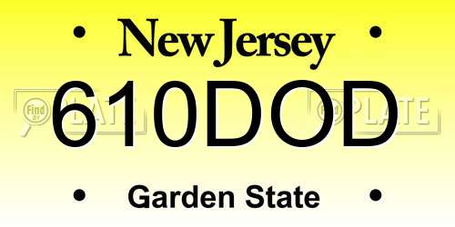 610DOD New Jersey License Plate
