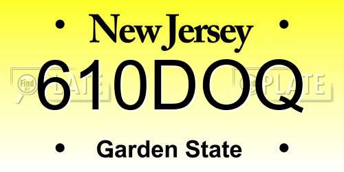 610DOQ New Jersey License Plate
