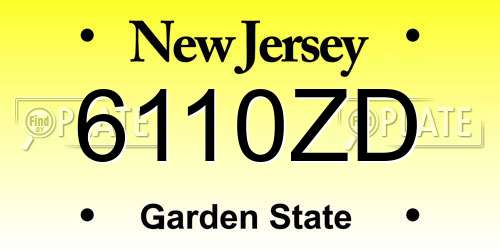 6110ZD New Jersey License Plate
