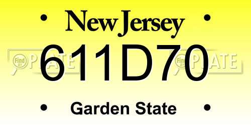 611D70 New Jersey License Plate
