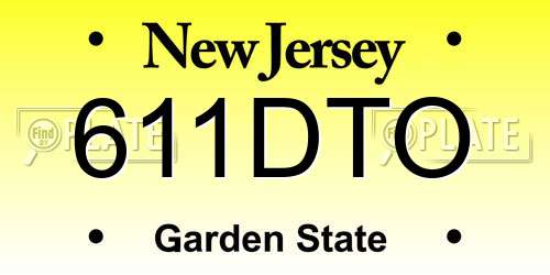 611DTO New Jersey License Plate