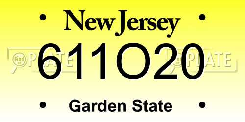 611O20 New Jersey License Plate