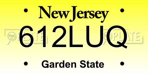 612LUQ New Jersey License Plate