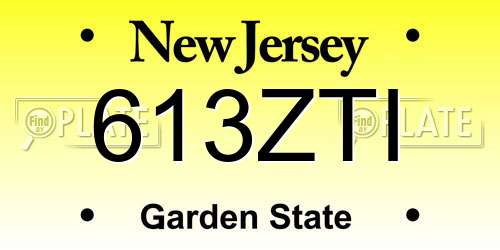 613ZTI New Jersey License Plate