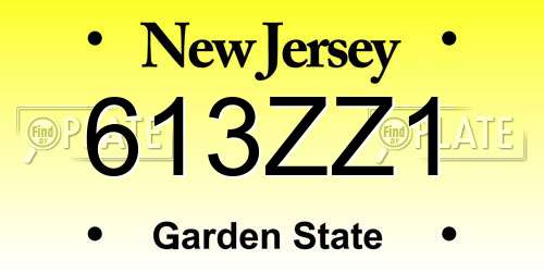613ZZ1 New Jersey License Plate
