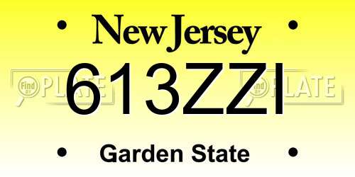 613ZZI New Jersey License Plate