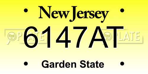 6147AT New Jersey License Plate