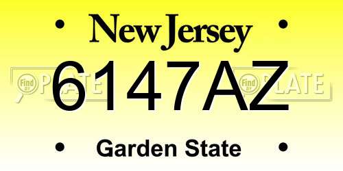6147AZ New Jersey License Plate