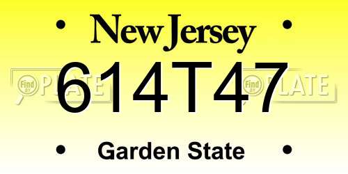 614T47 New Jersey License Plate