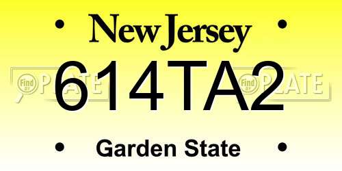 614TA2 New Jersey License Plate