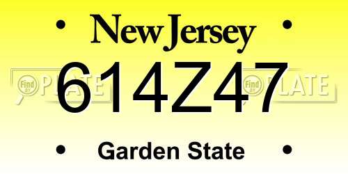 614Z47 New Jersey License Plate