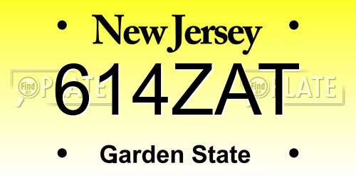 614ZAT New Jersey License Plate