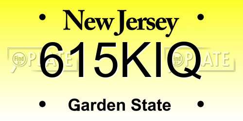 615KIQ New Jersey License Plate