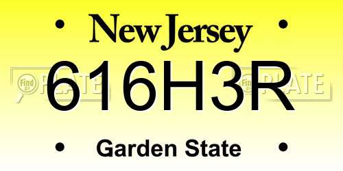 616H3R New Jersey License Plate