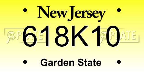 618K10 New Jersey License Plate