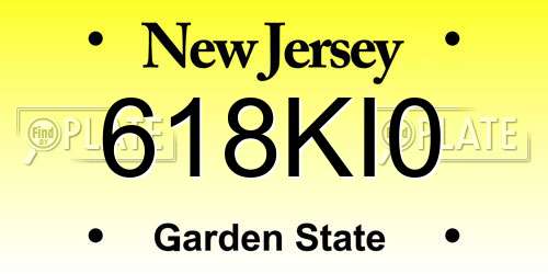 618KI0 New Jersey License Plate