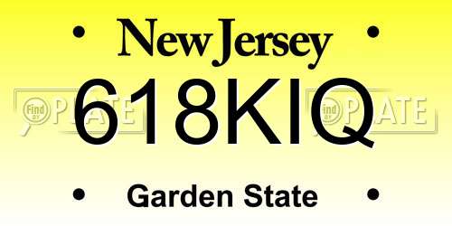 618KIQ New Jersey License Plate