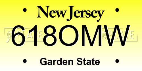618OMW New Jersey License Plate