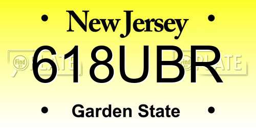 618UBR New Jersey License Plate