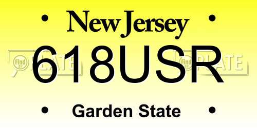 618USR New Jersey License Plate