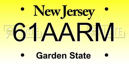 61AARM New Jersey License Plate