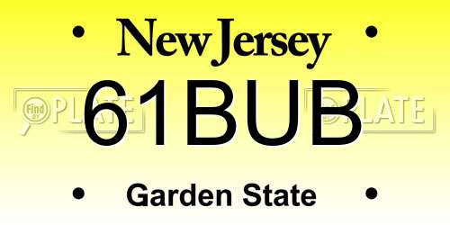 61BUB New Jersey License Plate