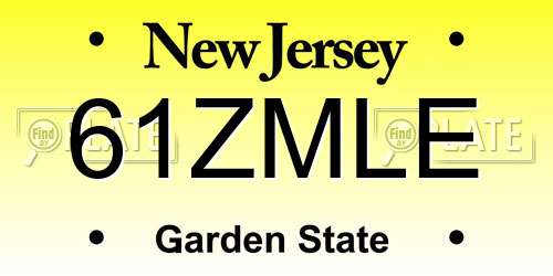 61ZMLE New Jersey License Plate