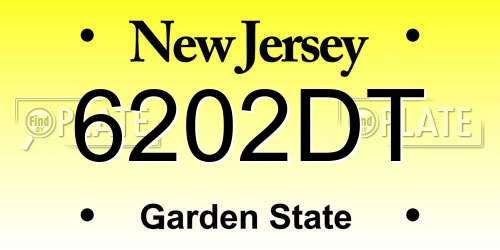 6202DT New Jersey License Plate