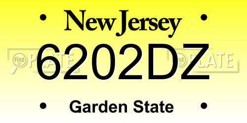 6202DZ New Jersey License Plate