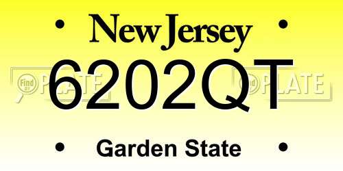 6202QT New Jersey License Plate