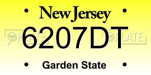 6207DT New Jersey License Plate