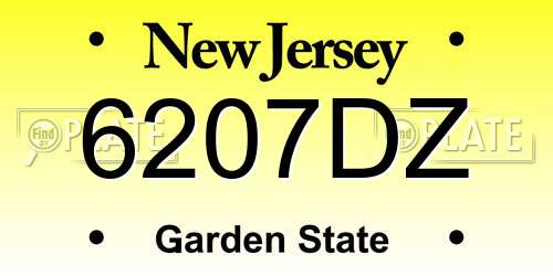 6207DZ New Jersey License Plate
