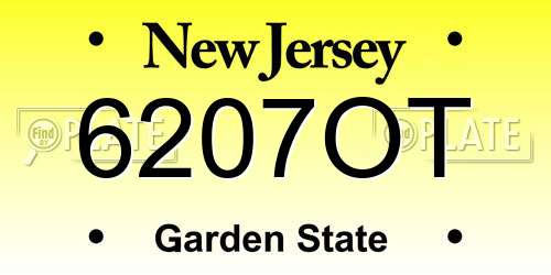 6207OT New Jersey License Plate