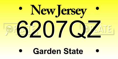 6207QZ New Jersey License Plate