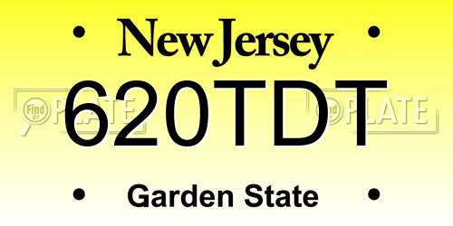 620TDT New Jersey License Plate