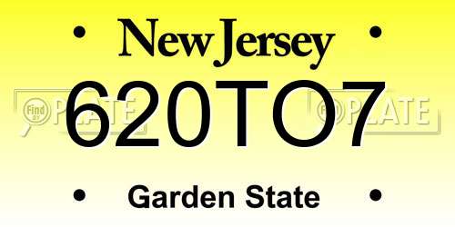 620TO7 New Jersey License Plate