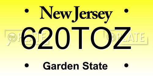 620TOZ New Jersey License Plate