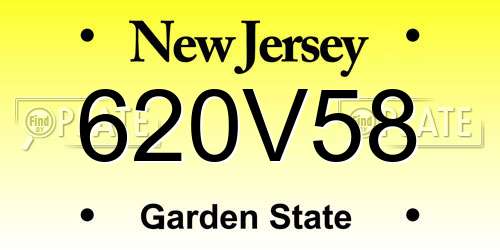 620V58 New Jersey License Plate