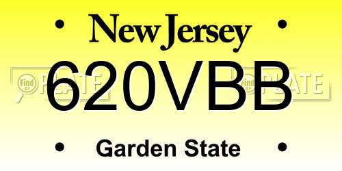 620VBB New Jersey License Plate