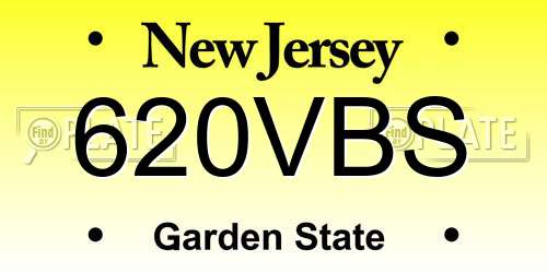 620VBS New Jersey License Plate