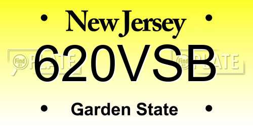 620VSB New Jersey License Plate