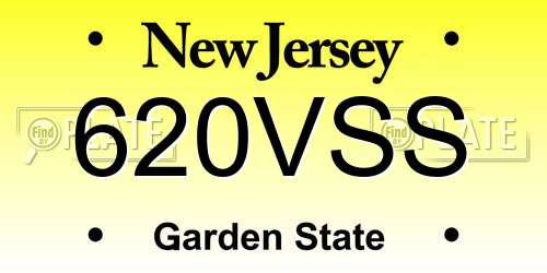 620VSS New Jersey License Plate