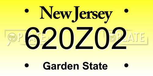 620Z02 New Jersey License Plate