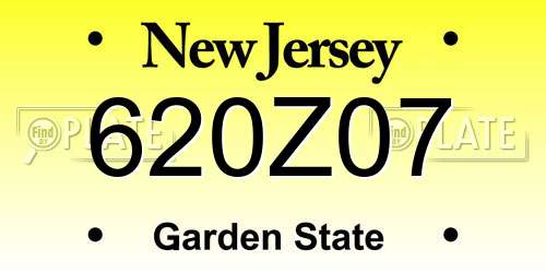 620Z07 New Jersey License Plate
