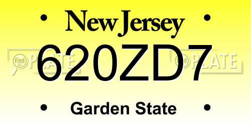 620ZD7 New Jersey License Plate